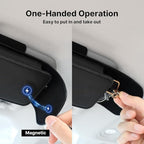 WOMACO Sunglass Holder for Car Visor, Magnetic Vehicle Eyeglasses Storage Case, PU Leather Eyeglasses Organizer Bag for Car