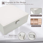 ProCase Jewelry Box for Women, 2 Layers Large Leather Jewelry Organizer Storage Case with Removable Pad for Earrings -White