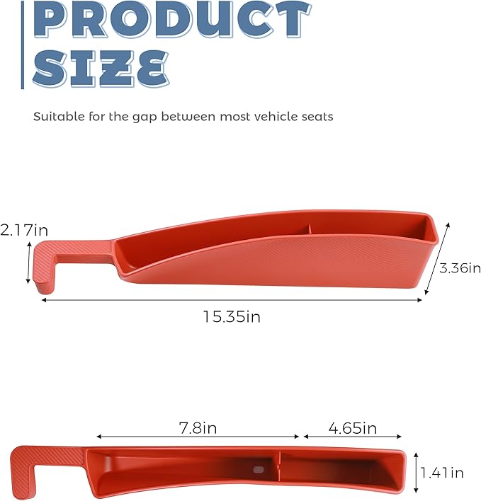 2PCS Car Seat Gap Filler,Car Accessories Car Organizer,Cars Seat Gap Filler Organizer with 2 Storage Areas,Used for Phone,Wallets,Keys,Eyeglasses,Fit for Most Cars,Trucks,SUVs (Red)