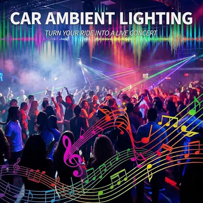 Ambient Lighting Car Led Lights Interior Kit,8 in 1 RGB Music Sync Acrylic Led Lights for Car Interior,234 inches DIY Fiber Optic Neon Accent Strip Ambiance Lighting with Wireless APP Remote
