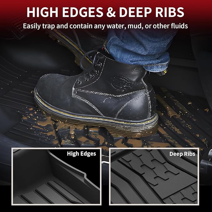 LASFIT Floor Mats Fit for Ford Fusion 2020-2017 (Include Hybrid)/ for Lincoln MKZ 2020-2017 All Weather Protection TPE Custom Fit 2020 2019 2018 2017 Floor Liners Accessories, 1st & 2nd Rows, Black