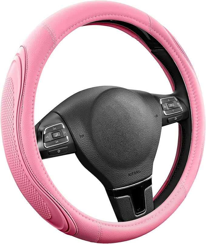 Road Comforts Car Steering Wheel Cover - Microfiber Leather Steering Wheel Wrap Sports 14.5-15 Inch Steering Wheel Cover Non-