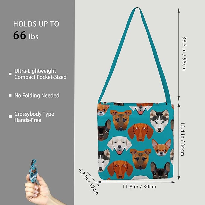 BeeGreen Reusable Grocery Shopping Bag -Travel Tote Bag - Foldable Compact Sturdy Bags
