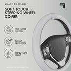 BDK Ultra Soft Gray Steering Wheel Cover, Unisex Car Accessories Non-Slip Comfy Soft Grip Faux Leather Auto Steering Wheel Cover for Cars Trucks Vans SUVs - Fits Standard 15" Inch Steering Wheels