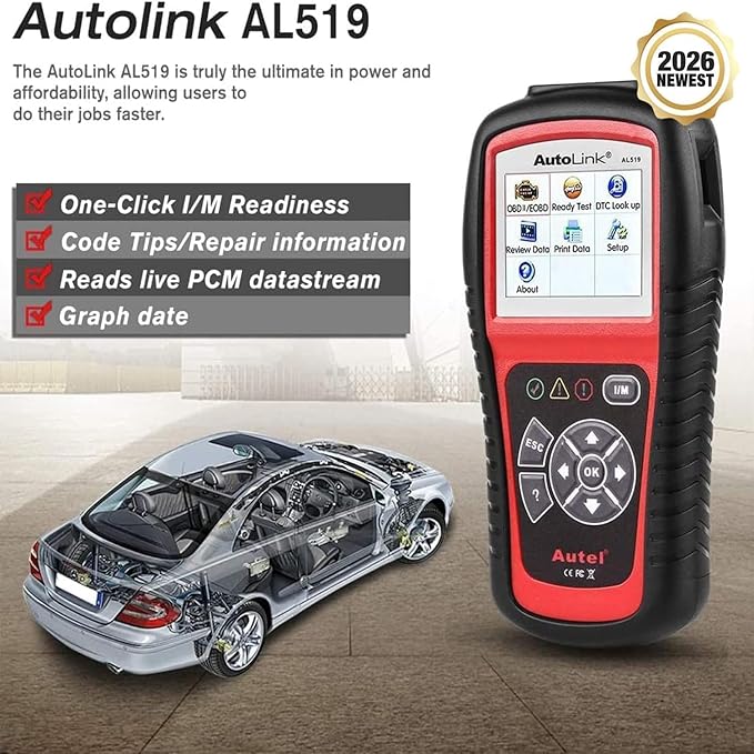 Autel AutoLink AL519 Car OBD2 Scanner, Classic Enhanced Mode 6 Engine Fault Code Reader OBDII CAN Diagnostic Scan Tool,