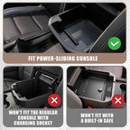 Muslogy for 2021-2024 Yukon Tahoe Suburban Sliding Center Console Armrest Organizer & Dash Storage Tray 2PCS Compatible with GMC Yukon Tahoe Suburban 2021 2022 2023 2024 Not for Denali (Console+Dash)
