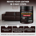 Leather Recoloring Balm - Scratch Repair & Color Restore Kit for Faded Leather, Leather Couch & Car Seats - 12OZ Leather Rest