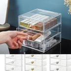 AJIODA Makeup Drawer Organizer Box with 3 Drawers, Acrylic Cosmetic Display Case Vanity Organizer Jewelry Storage Box Stackab