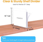 Shelf Dividers for Closet Organization – Acrylic Clear Sturdy Dividers to Keep Clothes, Sweaters & Purses Upright, Free-Stand