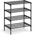 SONGMICS 4-Tier Shoe Rack for Closet, Compact Metal Shoe Organizer Shelf for Entryway, Bedroom, Small Spaces, Stackable, 11.8