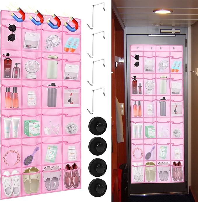 CTTZCKJ Over The Door Organizer For Cruise Ships|Magnetic Door Organizers with 24-Pocket for Cruise Ship|55"x21"|Cruise Over 