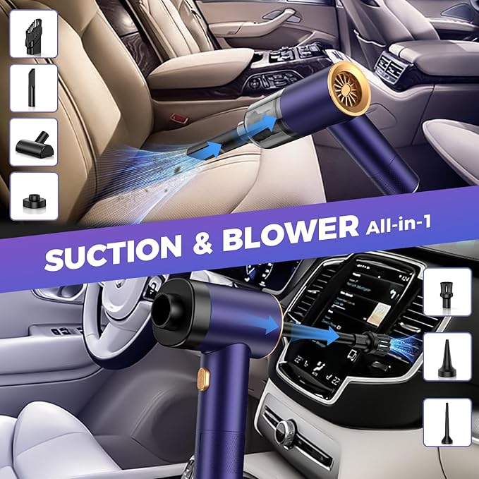 Handheld Car Vacuum Portable Cordless,18000PA High Power Vacuum Cleaner with Brushless Motor.7 in 1 Mini Hand Held Vacuum Rec