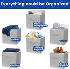 Criusia Storage Cubes, 11 Inch Cube Storage Bins for Shelves (10 Pack), Fabric Collapsible Storage Bins with Dual Handles, Fo