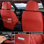 Coverado Car Seat Covers Full Set, Premium Nappa Leather Seat Covers for Car, Waterproof Car Seat Protector with Lumbar Suppo