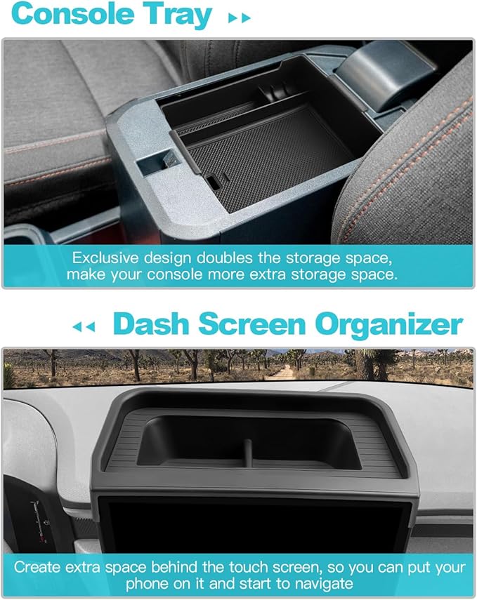 CDEFG 2PCS for 2025 2026 Ford Maverick Center Console Organizer Tray, for 2025 2026 Ford Maverick Accessories Dash Screen Org