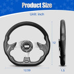 NOKINS Golf Cart Steering Wheel, Universal for EZGO TXT/RXV/Club Car DS/Precedent/Yamaha Fit Most Golf Cart (D Shape Carbon Fiber)