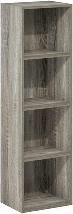 Furinno PASIR Book Shelf, 4-Tier Modern Bookshelf, Open Shelves Bookcase 9 x 12 x 42, Easy Assembly, for Living Room, Bedroom