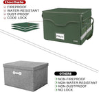 DocSafe Fireproof Document Box with Lock,File Storage Organizer with Mesh Pockets＆Lid,Collapsible Portable File Box Home Offi