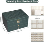 GUOER Jewelry Box for Women Girl Wife 3 Layers Large PU Leather Jewelry Organizer Storage Case with Two drawers Display for E