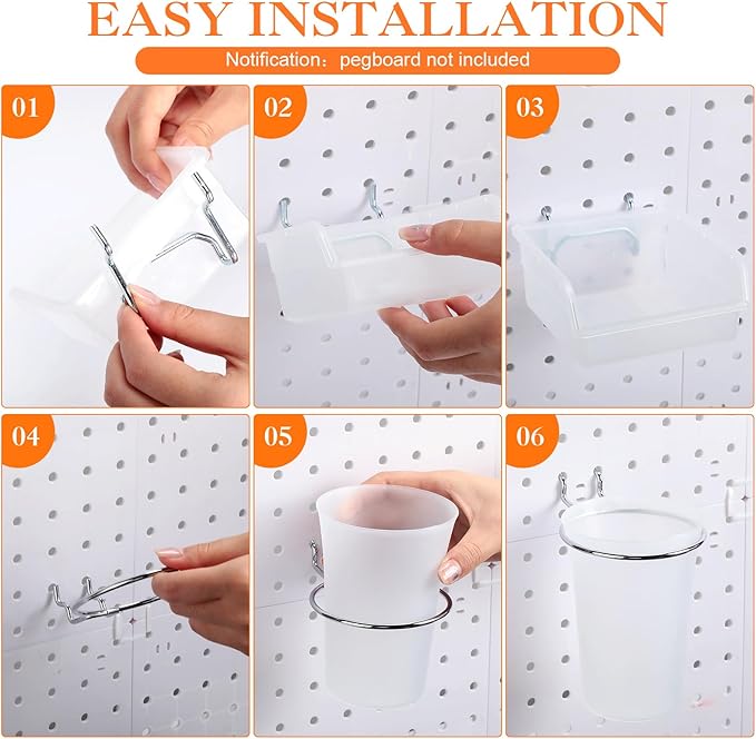 Zubebe 106 Pcs Pegboard Hooks Assortment with Bins, Pegboard Accessories Organizer Kit Include Bins with Hooks and Loops Pape