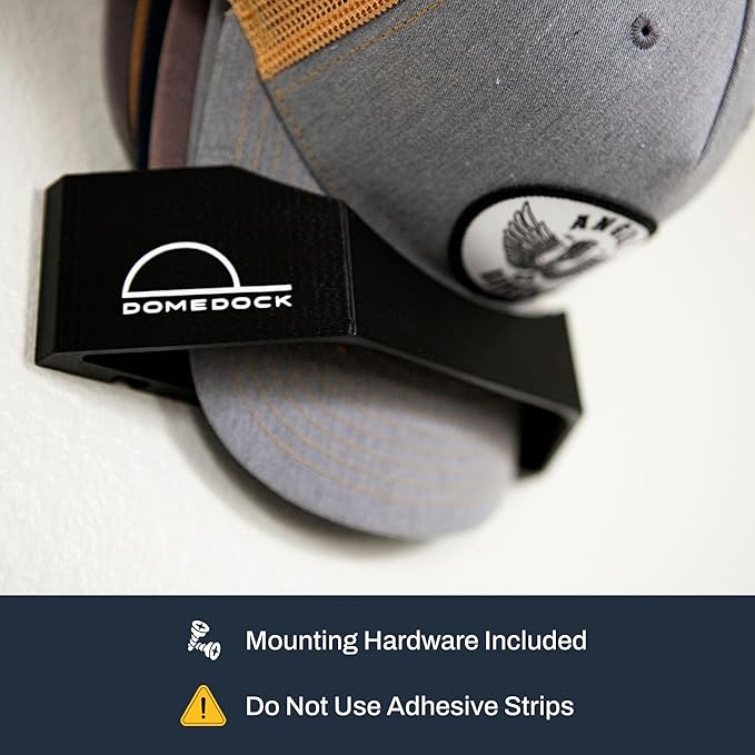 The ORIGINAL DomeDock! American, patented, Wall Mount Rack 20 Ball Cap Storage. Compact Hat Organization System. Made and Shi