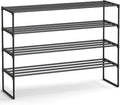 SONGMICS Shoe Rack, 4-Tier Shoe Organizer, Metal Storage Shelf, Upright or Upside Down, for 25-30 Pairs, Stackable, for Entry