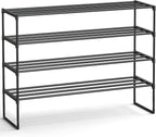 SONGMICS Shoe Rack, 4-Tier Shoe Organizer, Metal Storage Shelf, Upright or Upside Down, for 25-30 Pairs, Stackable, for Entry