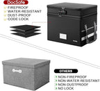 DocSafe File Box with Lock,Multi-Layer Fireproof Document Box Collapsible File Storage Organizer with Pockets/Handle,Large Po