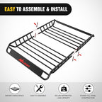 Nilight 51" X 36" X 5" Universal Roof Rack Cargo Basket Heavy-Duty 200LBS Capacity Rooftop Cargo Carrier Luggage Holder for SUV Truck Vehicle
