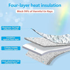 Big Hippo Windshield Sun Shade, Car Window Shade as Bonus Keep Vehicle Cool Windshield Sunshade Protect Your Car from Sun Heat & Glare Best UV Ray Visor Protector -Silver/Black (Size: 55.16X 27.5inch)