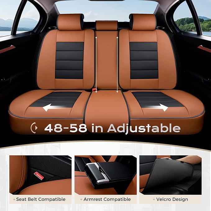 Coverado Car Seat Covers Full Set, Seat Covers for Cars, Front Seat Covers and Back Seat Cover Waterproof Leather Automotive 