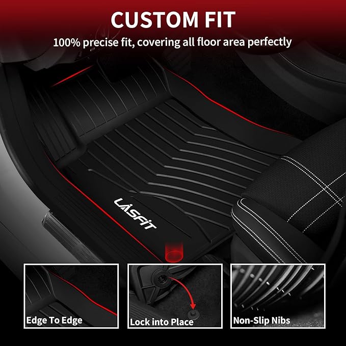 LASFIT Floor Mats for Mercedes Benz CLA 2014-2019 & GLA 2015-2020 250/45 AMG, All Weather TPE Custom Fit Car Mats for Mercedes CLA & GLA Floor Liners, 1st & 2nd Row Set, Black