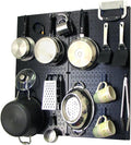 Wall Control Kitchen Pegboard Organizer Pots and Pans Pegboard Pack Storage and Organization Kit with Black Wall Board and Bl