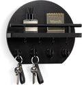 Nekon Key Holder for Wall - 9.8 Inch Apartment Wall Decor with Shelf and 8 Key Hooks, Circular Wood Key Hanger for Home Decor