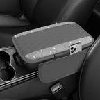 NBTEPEM Bling Gray Car Center Console Cover, Leather Car Arm Rest Cover with 2 Storage Bags, Universal Auto Armrest Protector Storage Box, Bling Accessories Interior for Most Vehicles