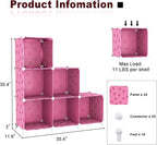UNKU Cube Storage Organizer, 6 Cube Closet Organizer Storage Shelves, DIY Stackable Bookcase, Clothes Organizer Shelf for Clo