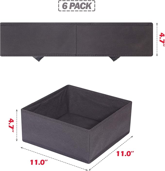 DIOMMELL 6 Pack Foldable Cloth Storage Box Closet Dresser Drawer Organizer Divider Fabric Baskets Bins Containers for Clothes