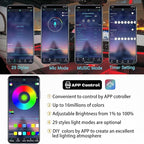 Interior Car LED Strip Lights RGB Fiber Optic Trim Lighting 5 in 1，Wireless APP Ambient Lighting Kits 236 inches Fiber Optic, 16 Million Colors Car Neon Lights, Music Sync
