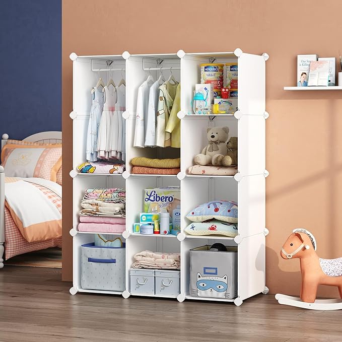 VIPZONE Baby Closet,Dresser, Kids Closet Organizers, Portable Kids Wardrobe for Closet, Bedroom, Nursery, Cubby, Cabinet, Clo