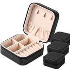 Neveika Portable Travel Mini Jewelry Box Leather Jewellery Ring Organizer Case Storage Gift Box Girls Women (4pcs black).