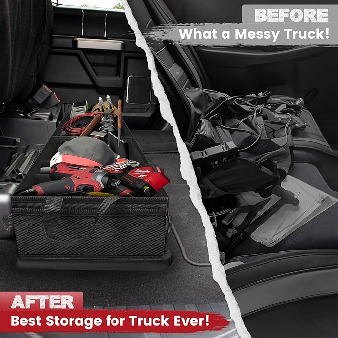 Truck Under Bench Seat Storage with Removable Divider for Ford F150, Chevy Silverado Under the Seat Organizer and Underseat