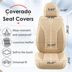 Coverado Seat Covers Front Seats, Waterproof Car Seat Covers, Luxury Leather Seat Covers for Cars, Automotive Seat Covers Lea