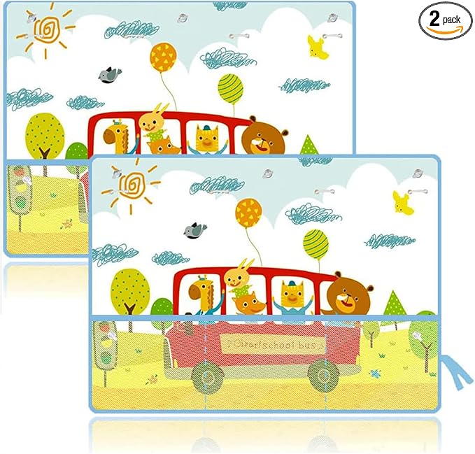 Car Sun Shade for Baby Kids Children 2 Pack Car Side Window Curtain Protector Protects from Sun Glare Heat Blocks UV Rays Glare Car Interior Sun Blocker Blind (Bus)