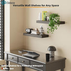 Floating Shelves Board for Wall with Brackets – 24" L x 8" W x 2" T Rich Walnut Melamine Wood Floating Shelves for Bathroom, 