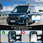 Driver Side Upper Mirror Glass for 2015-2023 Ford Transit 150 250 350 HD - Heated OE Replacement with Backing Plate, Left Side View Mirror Glass for Van Repair, Anti-Vibration HD Real Glass