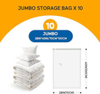 10 Jumbo Vacuum Seal Bags with Hand Pump, Vacuum Storage Bags, Space Saver Bags for Clothing, Comforters, Blankets, Bedding, 