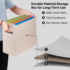 4 Packs Letter Size File Organizer, File Folders Organizer, Fabric Storage Box, Collapsible Paper Organizer with Metal Handle