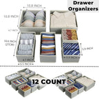 Fordonral 12 Pack Drawer Organizer Clothes, Foldable Fabric Dresser Organizer Closet Organizers and Storage Box for Underwear