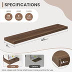 40 Inch Floating Shelves, 8 Inch Deep Floating Shelves for Wall, Hanging Shelf with Invisible Brackets, Deep Shelves for Bath