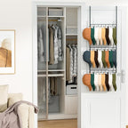 HapiRm Over Door Hat Rack - 3 Tier Wall Mounted Hat Organizer with 24 Hooks, Baseball Cap Organizer Storage Holds up to 24 Ca